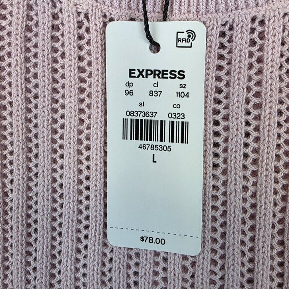Express Sweater Womens Large Pink Light Purple Cotton Open Knit Tunic NWT - Picture 2 of 11